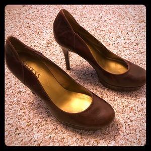 Guess brown leather heels